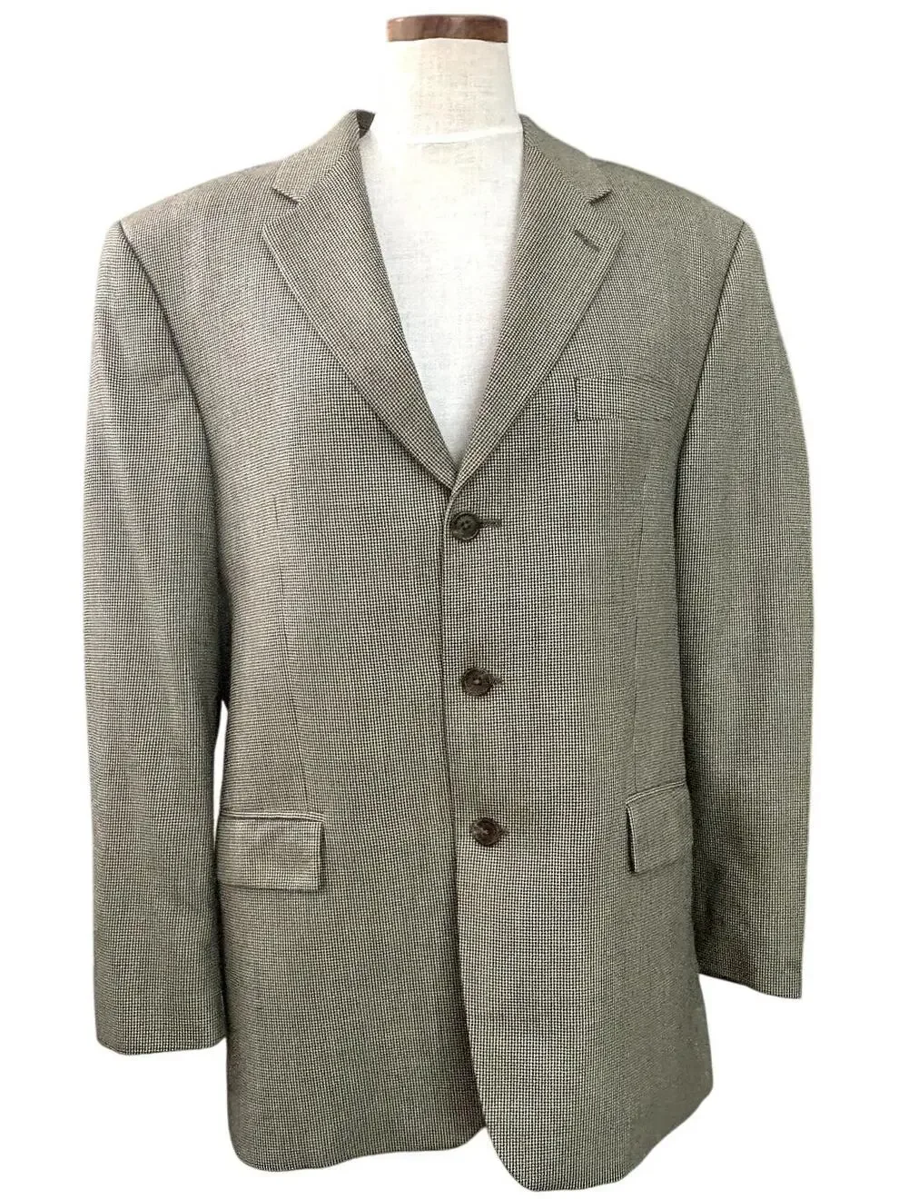 Lauren Ralph Lauren Vintage Houndstooth Blazer 42R Silk Wool Canada Old Money